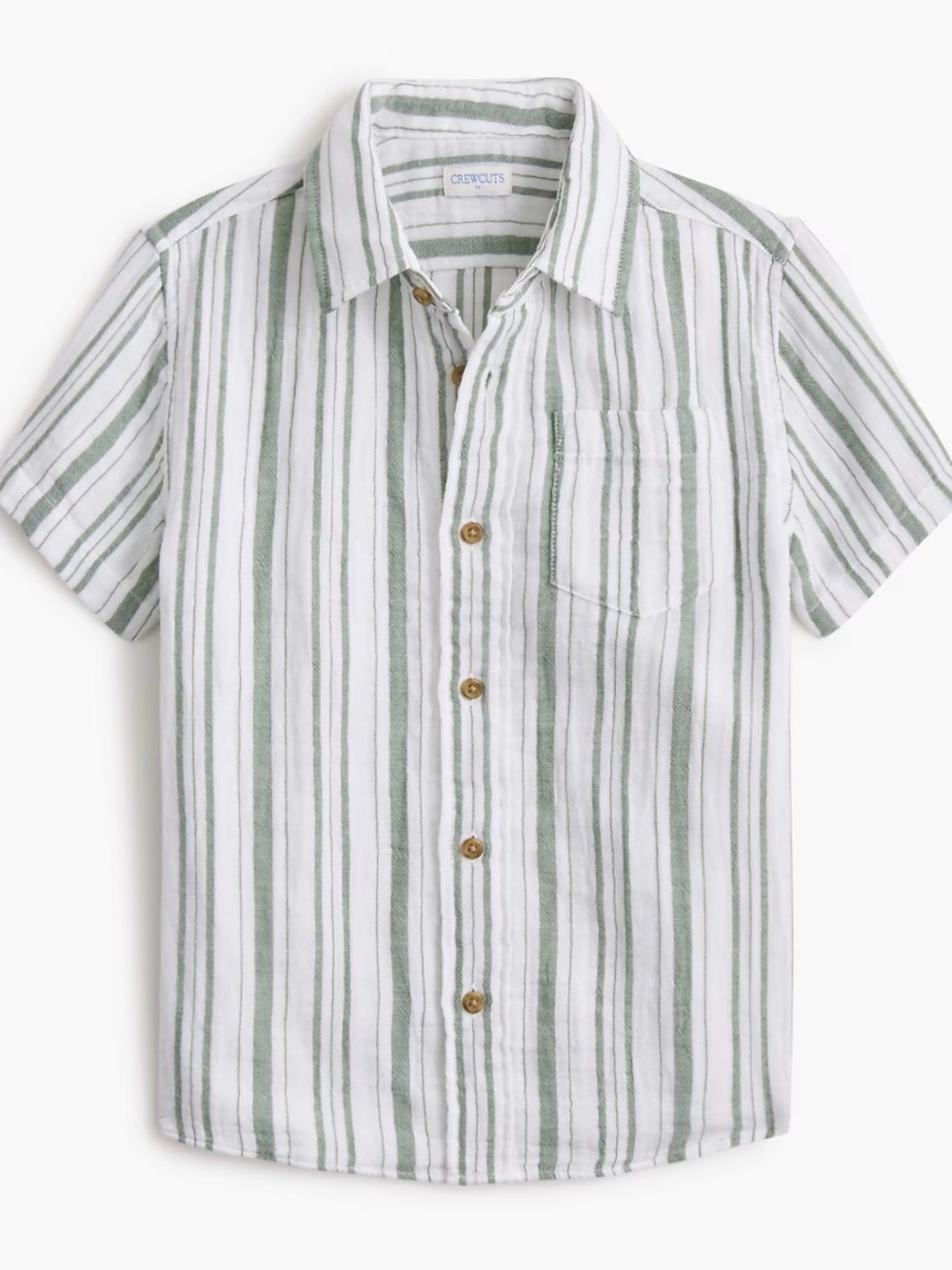 Crewcuts White and Olive Striped Button-Down Shirt